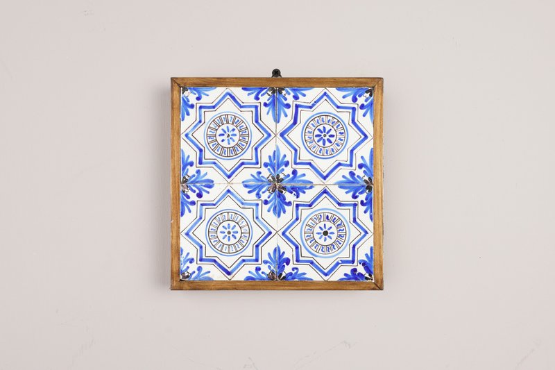 Polychrome four-tile Hamburger diamond tableau(T191) / delft blue / handpainted