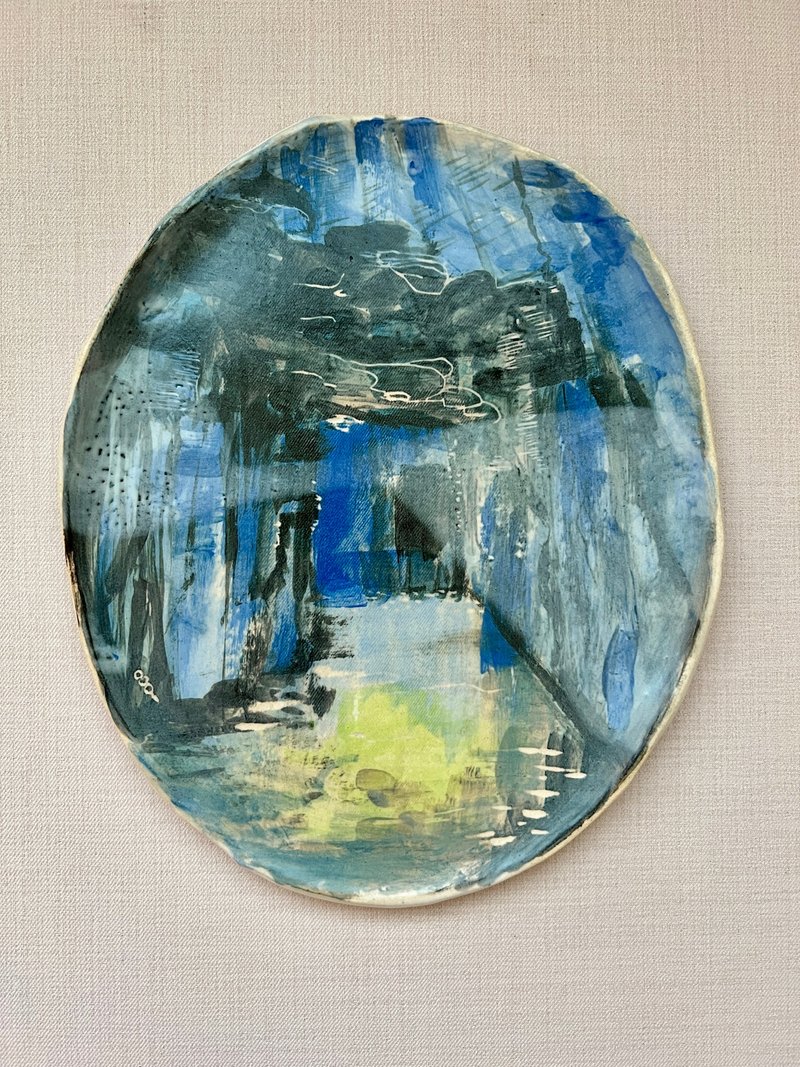 藍 手繪陶 25.6 x 21.2 cm - 擺飾/家飾品 - 陶
