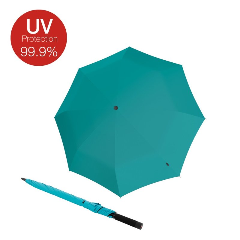 【Knirps德國紅點傘】U.900 極輕直立手動傘(黑膠防曬)-Turquoise - 雨傘/雨衣 - 聚酯纖維 多色