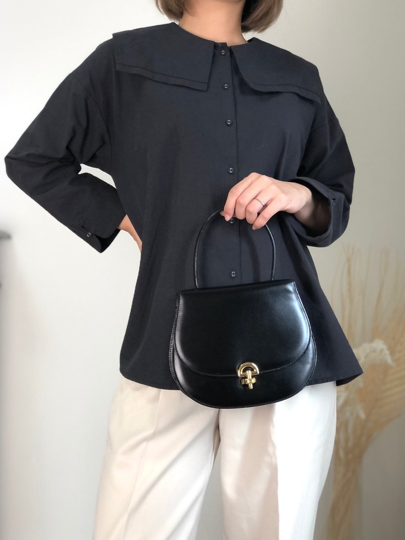【 日本直送 名牌中古包 】CELINE セリーヌ ショルダーバッグ ブラック フロントロック レザー 2WAY vintage ヴィンテージ htie7e - 側背包/斜背包 - 真皮 黑色