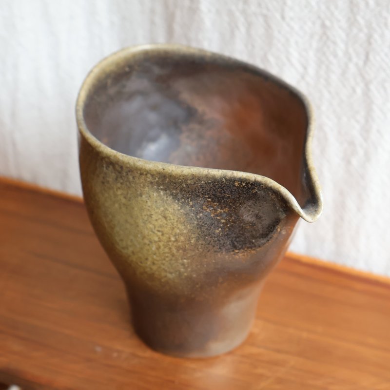 墨朱 柴燒陶手捏茶海 大容量 - 茶壺/茶杯/茶具 - 陶 咖啡色