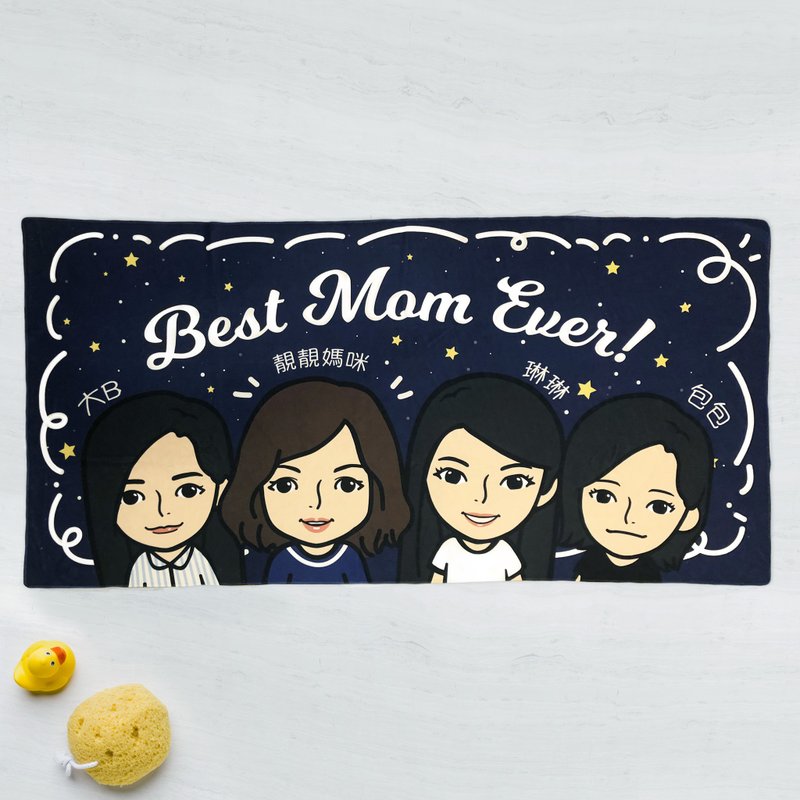 【客製】浴巾 / 似顏繪客製化 / 插畫圖案 - 毛巾/浴巾 - 其他人造纖維 多色