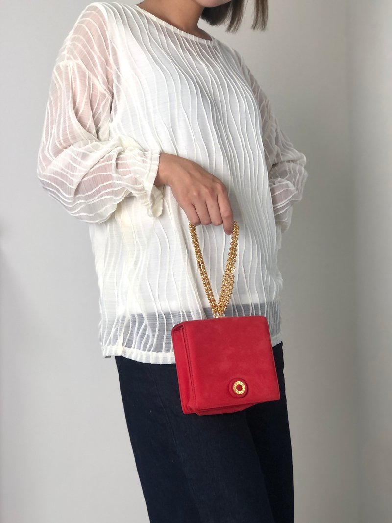 【 日本直送 名牌中古包 】Tiffany & Co. ティファニー ハンドバッグ レッド ロゴ スエード チェーン ミニバッグ vintage gphne8 - 手提包/手提袋 - 真皮 紅色