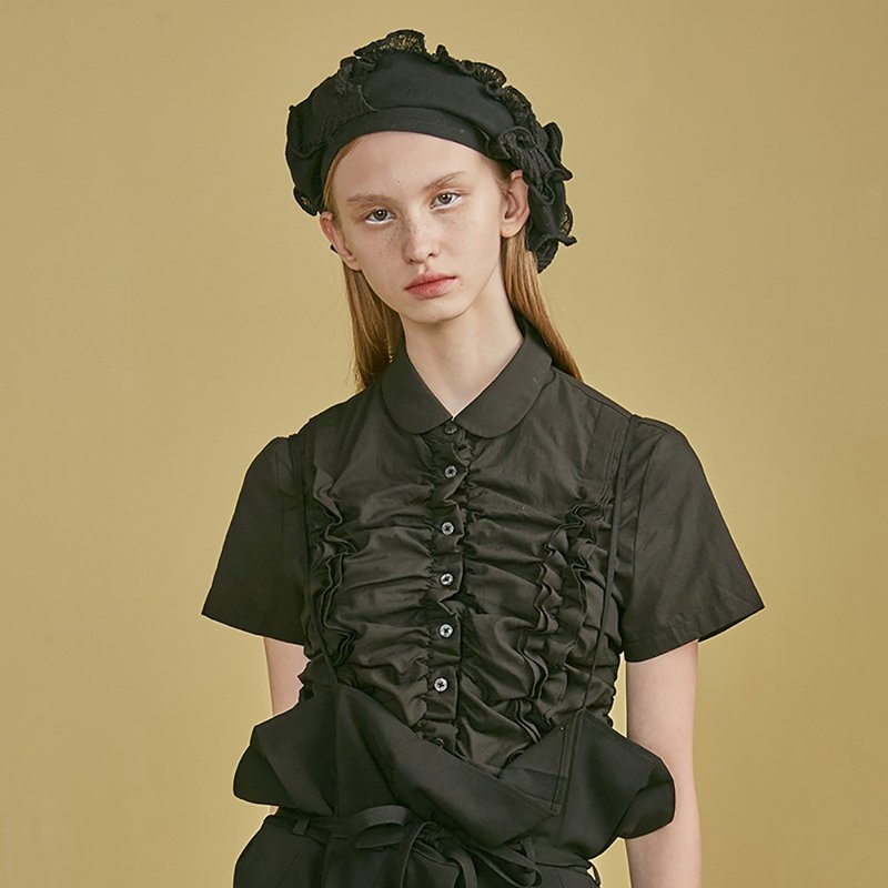 DIDDI original designer pleated shirt short-sleeved princess literary retro small fresh 2019 new summer