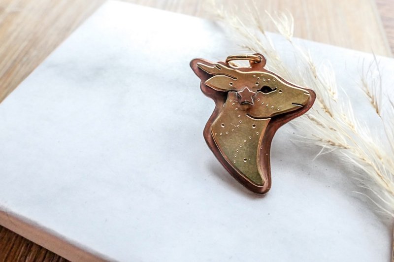 Star deer pure copper handmade pendant