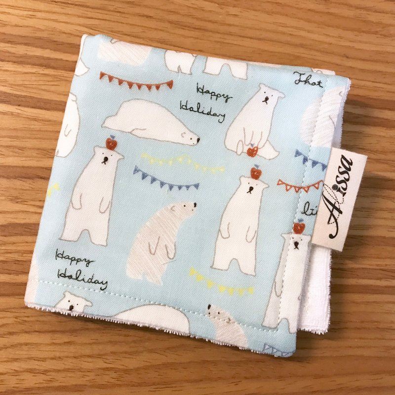 Blue polar bear double cotton yarn towel handkerchief