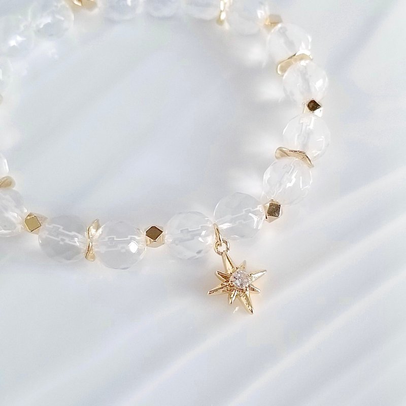 白水晶芒星吊墜靈氣手鍊 | 淨化負能量 強化氣場 舒緩焦慮 專注力 - 手鍊/手環 - 水晶 透明