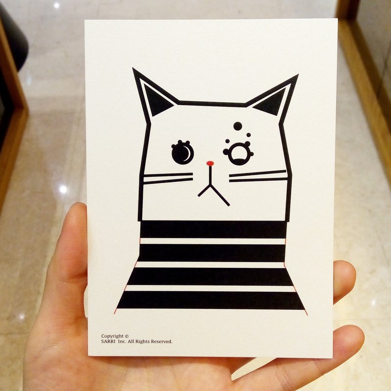 "Eyes open one eye cats and cats" postcard birthday card design coloring illustration picture card universal card arts and crafts modern lover love special funny strange weird lovely Taiwan yellow fun funny eye-catching tide art glitter flash coo