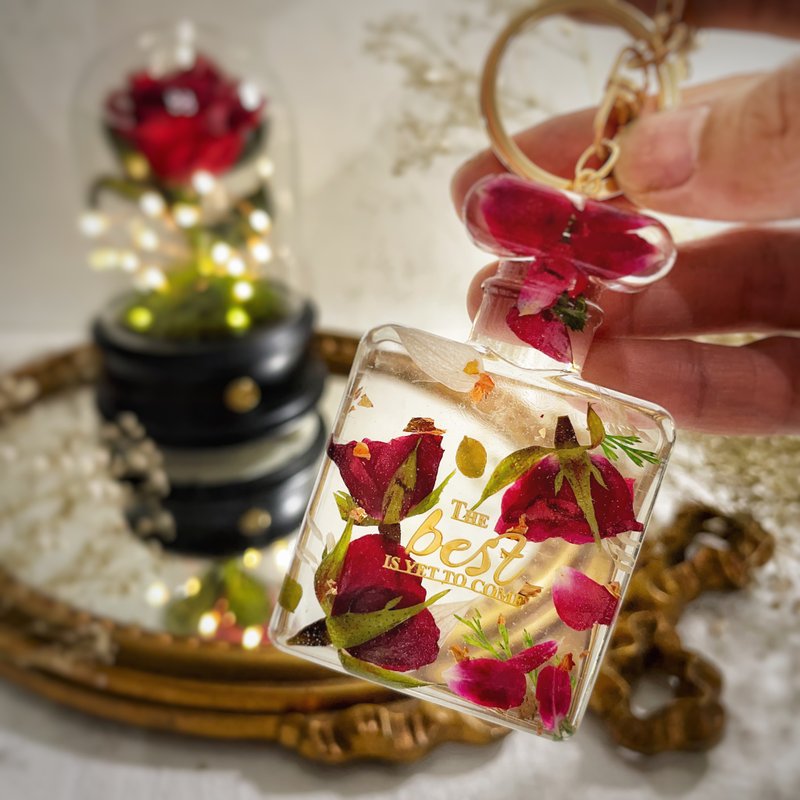 永生晶漾花鑰匙圈吊飾 香水瓶造型 - 鑰匙圈/鑰匙包 - 樹脂 多色