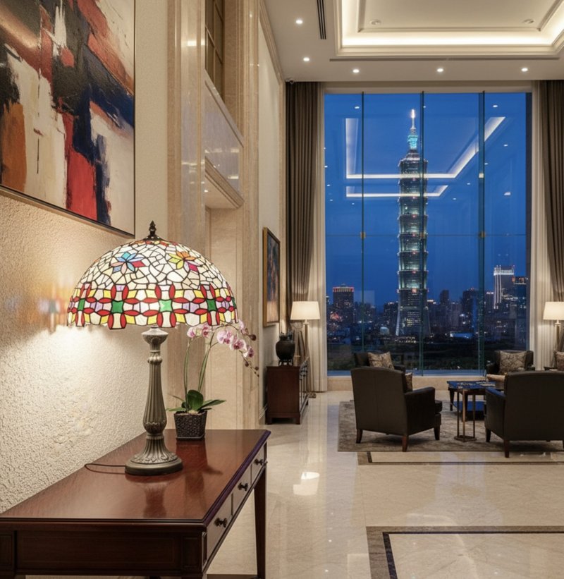 璨花盛宴 | 典藏級手工復古蒂芙尼鑲嵌玻璃檯燈 - 燈具/燈飾 - 玻璃 多色