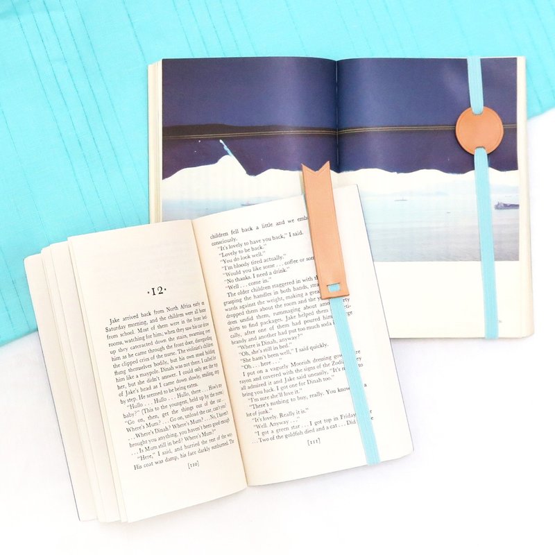 原創皮革書籤/書簽帶-粉藍色 (Bookmark-Baby Blue)