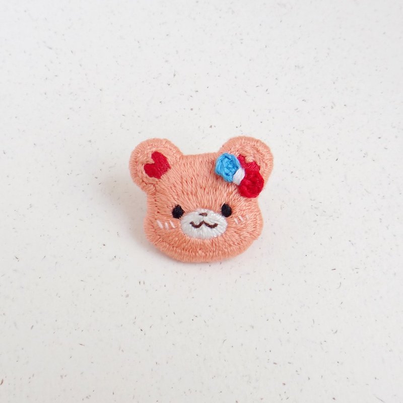 刺繡別針/10月生日熊/慶典/安全別針 - 徽章/別針 - 繡線 橘色