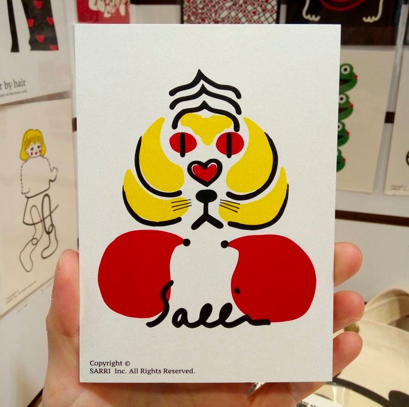 Tiger Flower Postcard Birthday Card Design Coloring Illustration Photobook Card Universal Card Art Fine Arts Modern Lovers Love Special Interesting Weird Features Weird Cute Taiwan Yellow Fun Funny Eye-catching Art Sequin Flash Cool Not Famous Brand Local