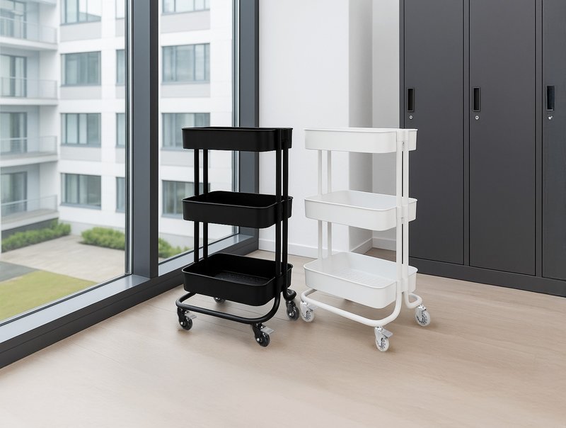 AXL 移動式三層置物推車 移動收納小推車 居家/工作室/辦公室好物 - 層架/置物架/置物籃 - 塑膠 黑色