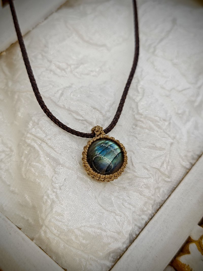 天然拉長石頸繩|手工製|巴西蠟線|透光品質 - 項鍊 - 水晶