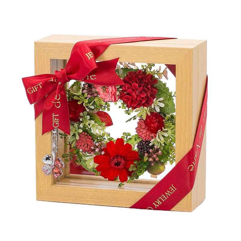 デバリエ na-01-nr プリザーブドフラワー アレンジメント 花 人気 ハンドメイド オリジナル 誕生日プレゼント リース 結婚記念日 日本製 - 花藝/盆栽/植栽 - 植物.花 紅色