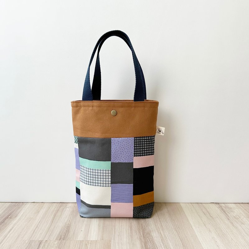 【River】小散步包/幾何/咖啡 - 手提包/手提袋 - 棉.麻 咖啡色