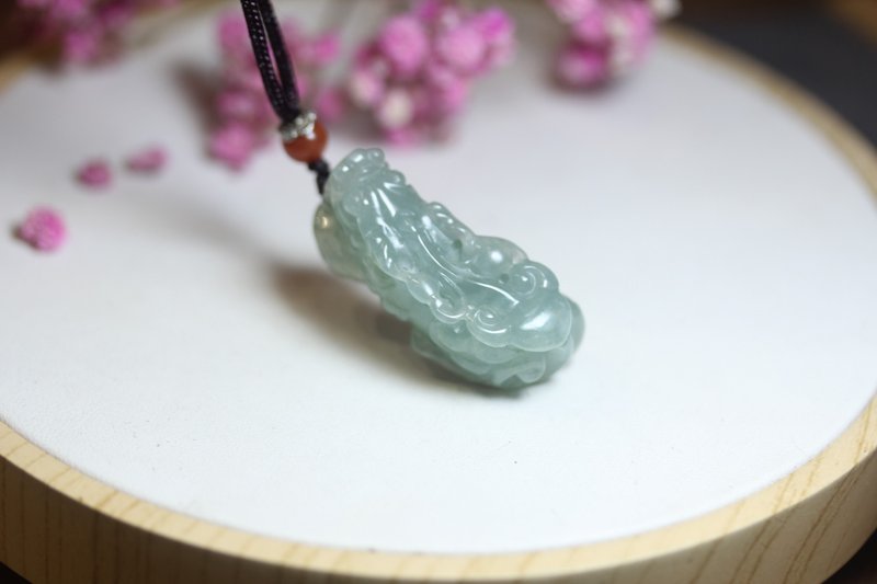 【貔貅】天然A貨翡翠 神獸吊墜 招財項鏈 闢邪呈瑞掛件 佑福吊飾 - 項鍊 - 玉石 綠色