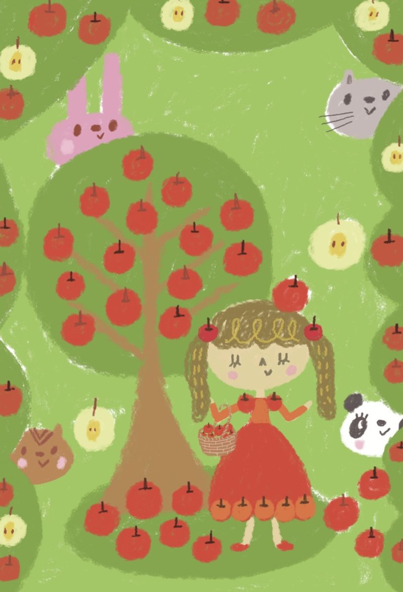 apple princess ポストカード・りんご収穫祭 - 卡片/明信片 - 紙 紅色