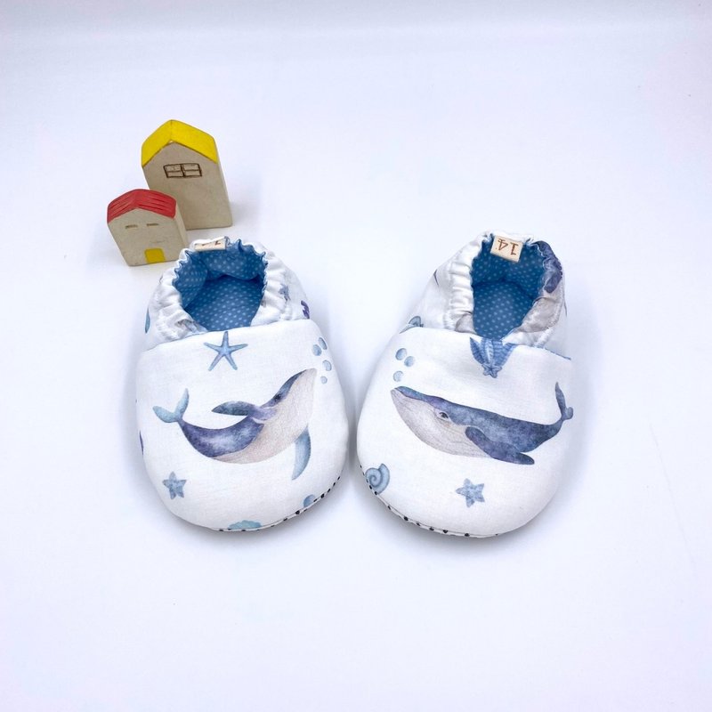 海洋鯨魚-初步鞋/成長鞋/漫步鞋 - 嬰兒鞋/學步鞋 - 棉.麻 藍色