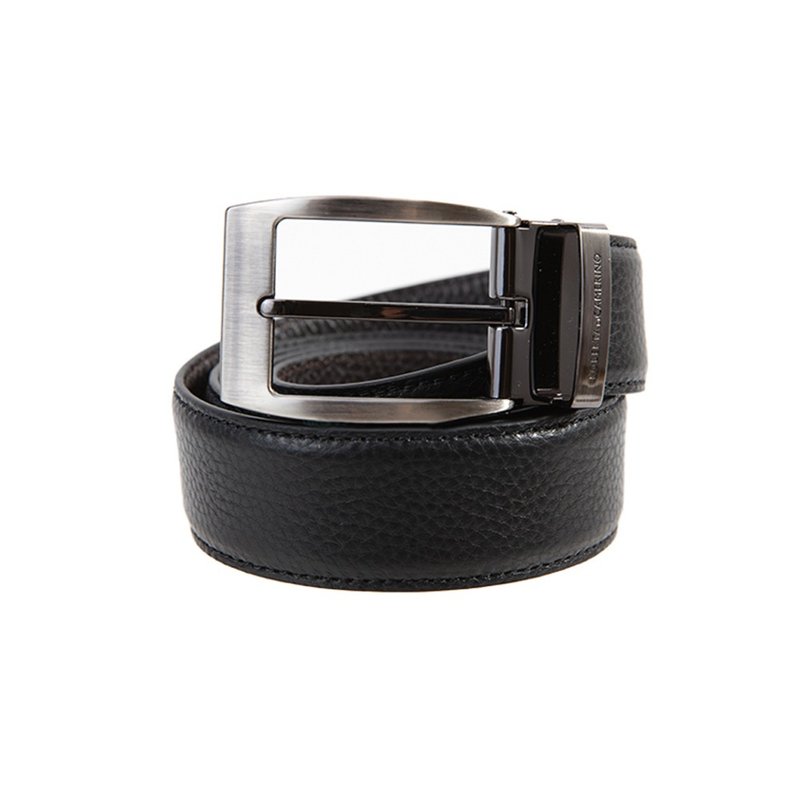 CUMAR 真皮 / 牛皮 GRAIN 針扣皮帶 - 皮帶/腰帶 - 真皮 黑色