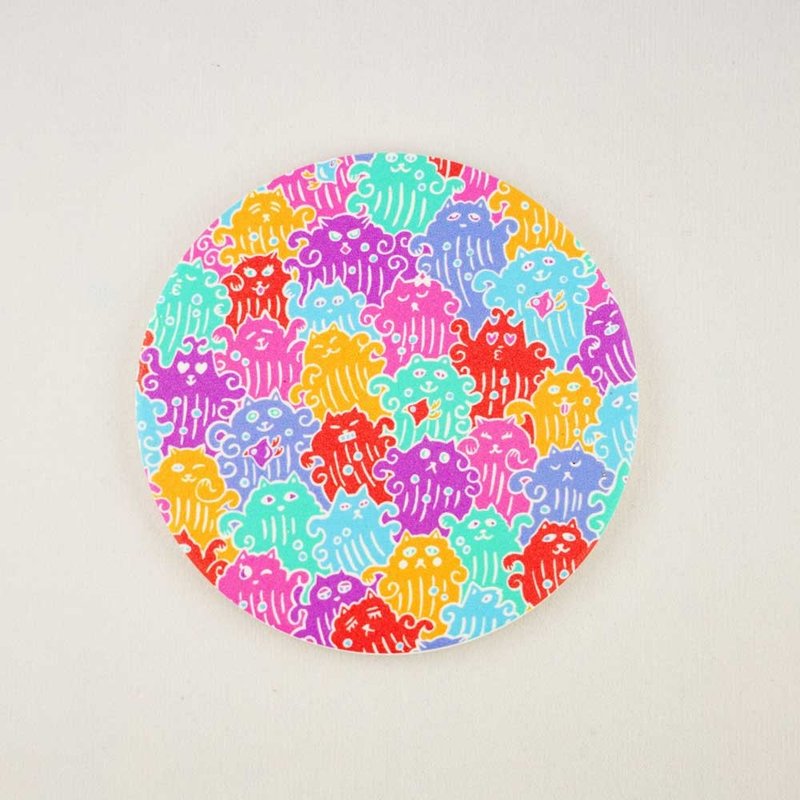 ai sayama 美濃燒珪藻土吸水杯墊 貓波 - 杯墊 - 其他材質 多色