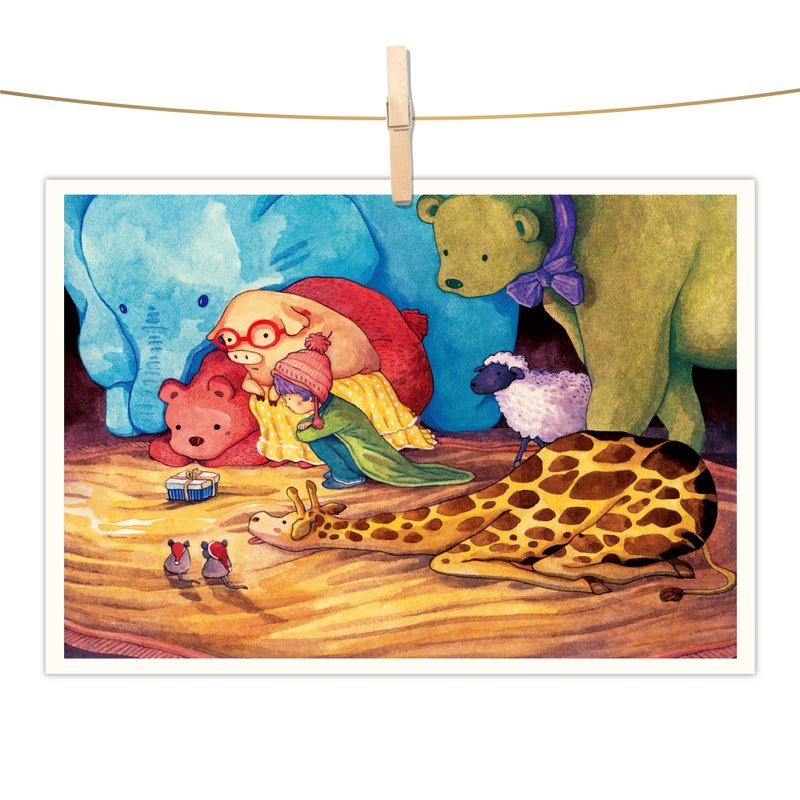 afu watercolor illustration postcard - expect a gift