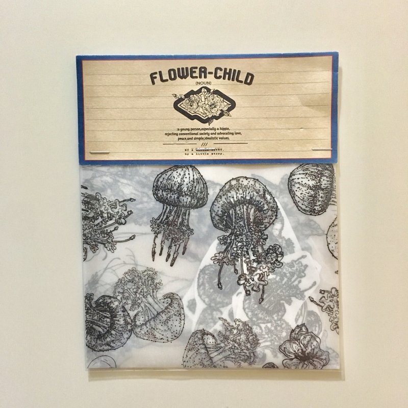 FLOWER-CHILD hand-painted wind transparent sticker (Jellyfish and flower articles)