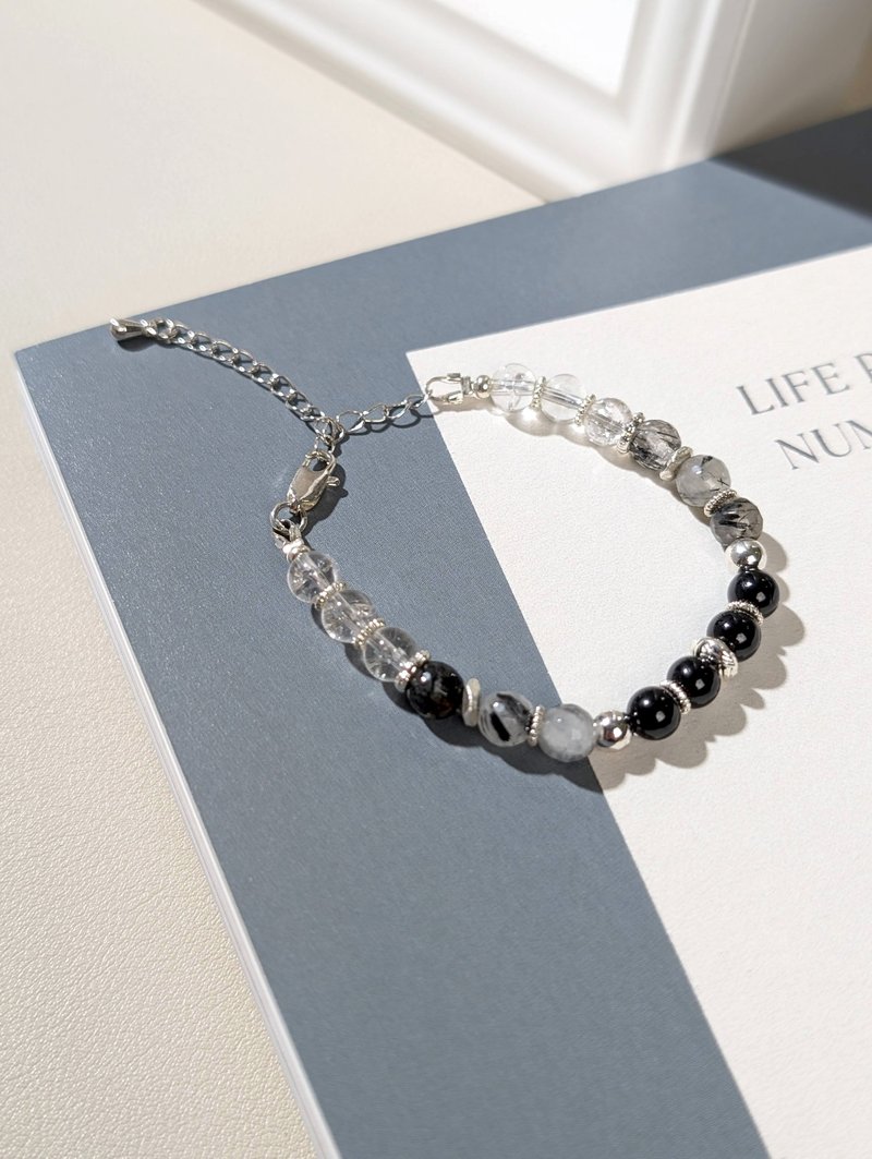 墨色晨光黑髮晶手鍊 - 手鍊/手環 - 半寶石 黑色