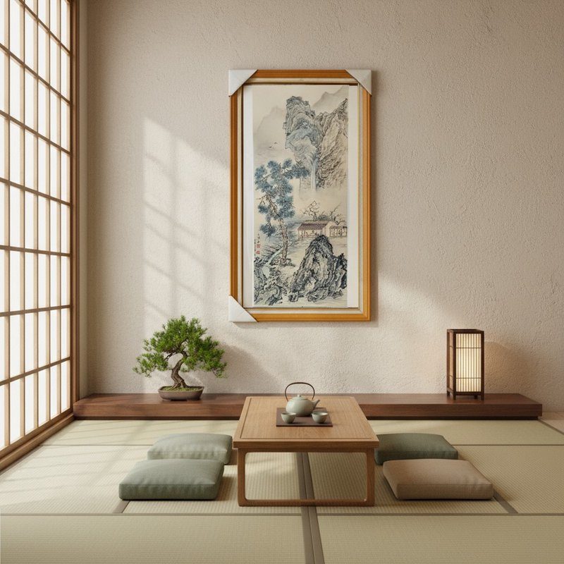 草堂書苑勤讀耕 水墨設色原作 生宣紙 山居人物掛畫 - 海報/掛畫/掛布 - 紙