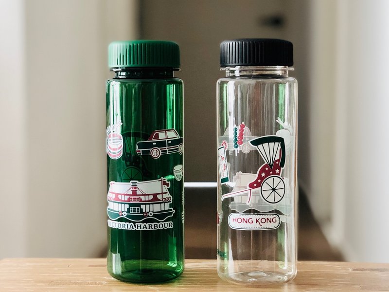 日本暢銷商品 WEMUG -城市水瓶/水壺 透明-黑色 懷舊 特色 回憶 香港設計