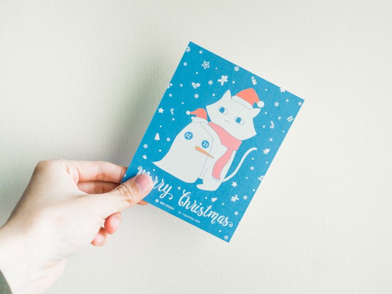 A pigeon A meow Christmas card