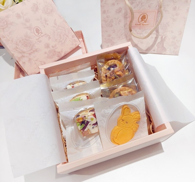 【中秋禮盒】三享小禮盒(夏威夷豆塔/法式水果雪棉餅/奶油餅乾) - 零食/點心 - 其他材質