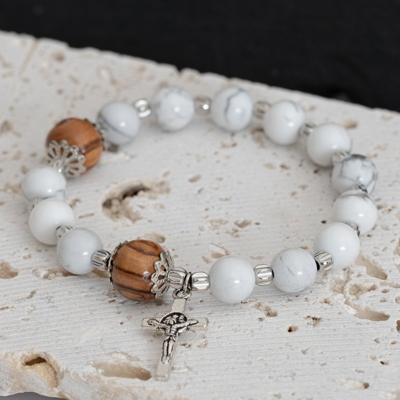 Israel imports Olive wood Natural Stone Bracelets-Jesus