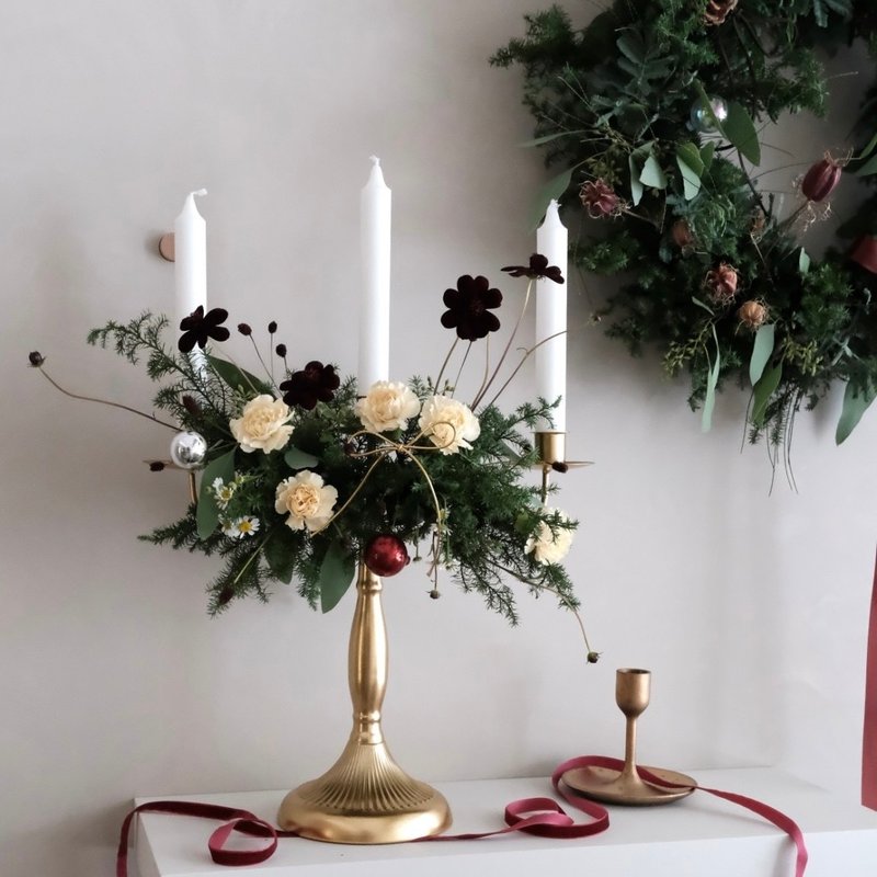 | 一人開班 | 【 鮮 花 】 聖誕燭台花  |  手作課程/聖誕體驗 - 植栽/花藝 - 植物.花