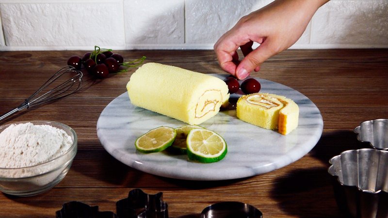 Cake Pastry Marble - Low Turntable (Size 30cm) Natural Texture Marble Material Good Cleaning