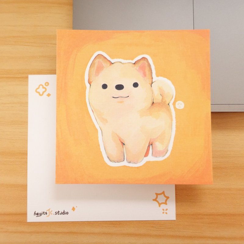 【插畫小卡】白色柴犬小卡 Shiba Print | 狗狗小卡 | 裝飾送禮 - 卡片/明信片 - 紙 橘色
