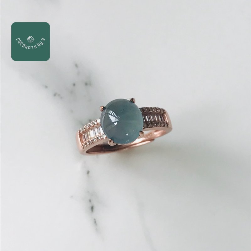 天然翡翠戒指 瓜地馬拉產 sv925 可調整 R156-011 - 戒指 - 玉石 藍色