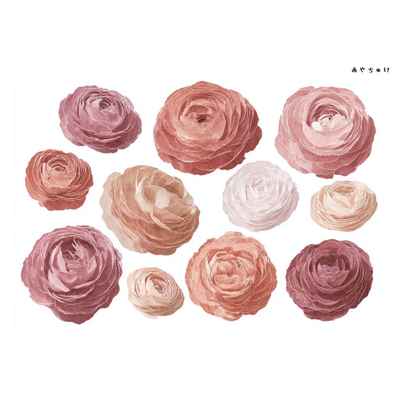 【10月新作4】20-22-0006  チョキペーパー・コラージュ素材  ラナンキュラス - 貼紙 - 紙