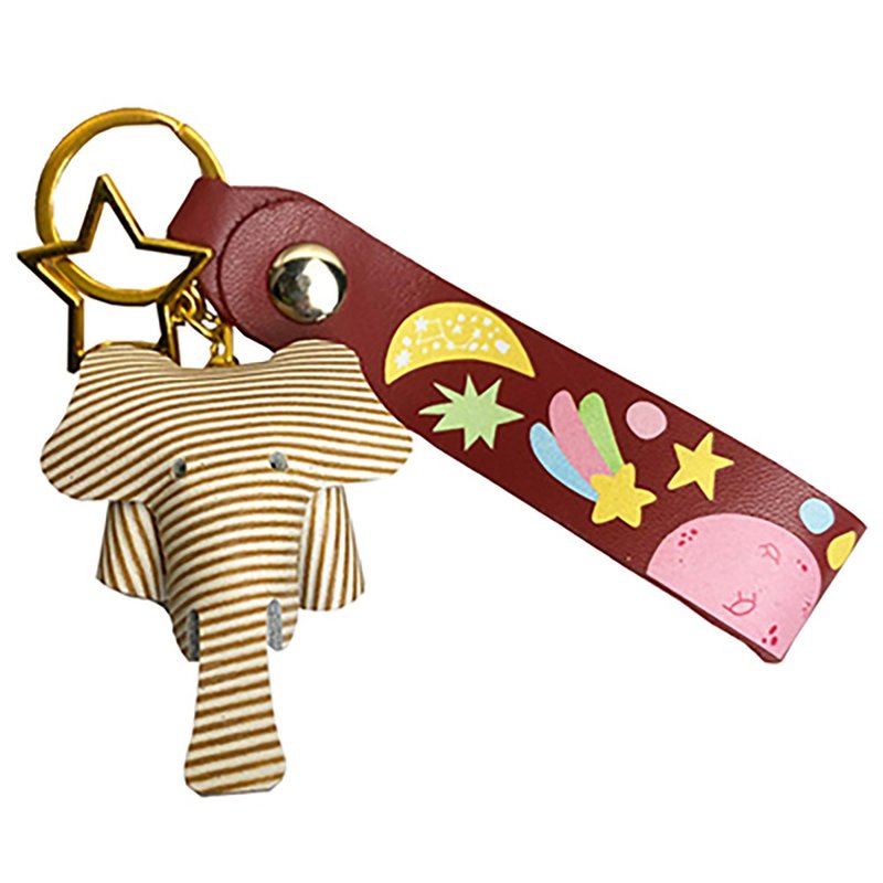 【可客製化】星星象印_真皮 皮革鑰匙圈   MIT - 吊飾/掛飾 - 其他材質 卡其色