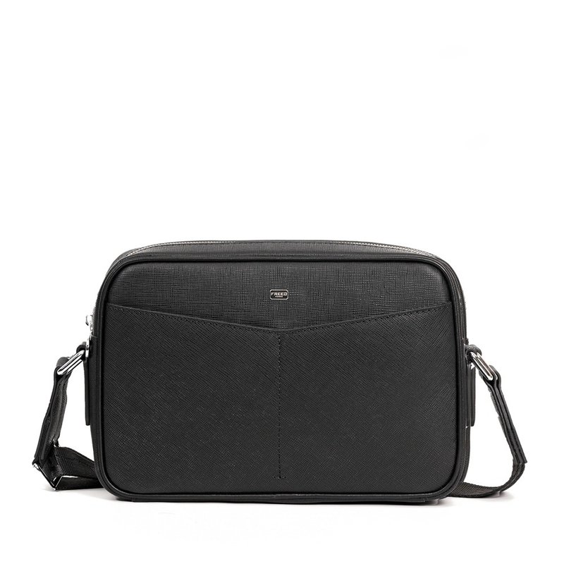 【FREED】經典 Saffiano 十字紋側背包 - 側背包/斜背包 - 真皮 黑色