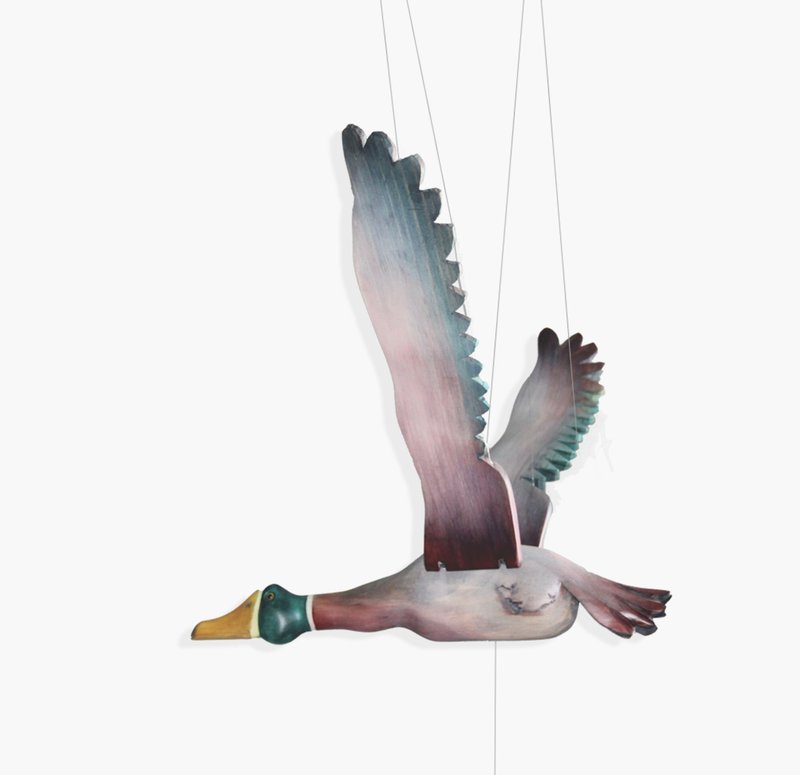 Mallard Duck Wooden Mobile Bird - 擺飾/家飾品 - 木頭 綠色