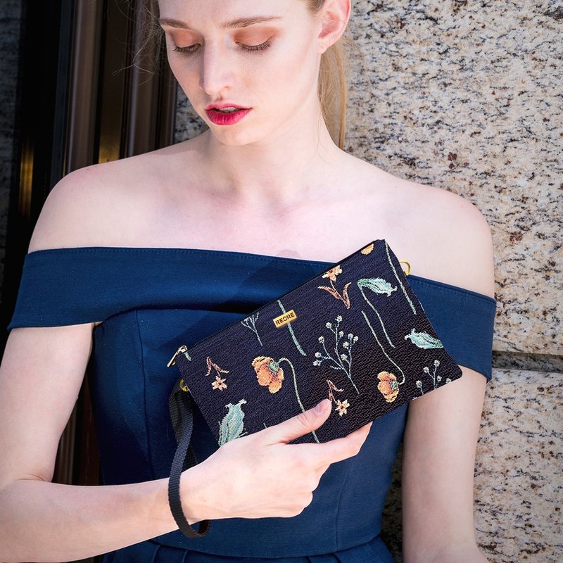 缇花织画hand, slanting back, dual-use bag, falling black
