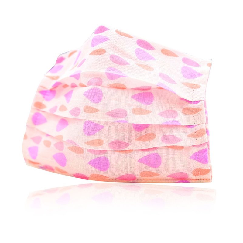 Flat children's reusable breathable cotton imported cloth mask cover (pink drop)