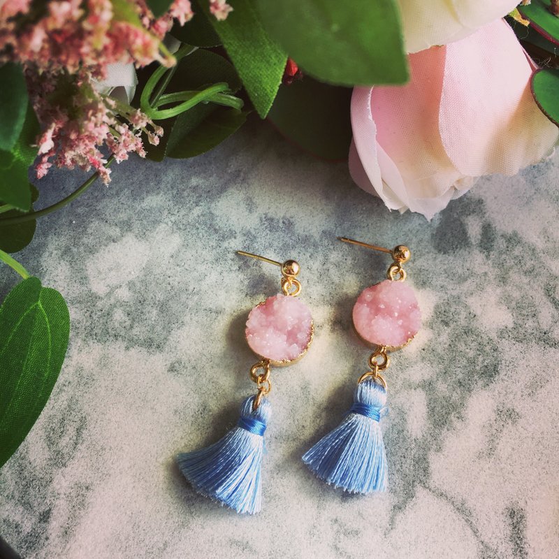 Crystallised Two-Tone Contrast Tassel Earrings