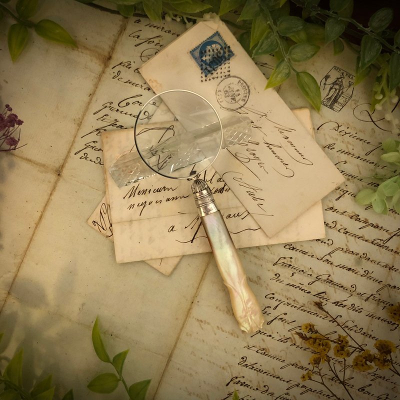 1904年英國愛德華七世時期Sheffield珍珠母貝純銀頸環古董放大鏡 - 其他 - 貝殼 銀色