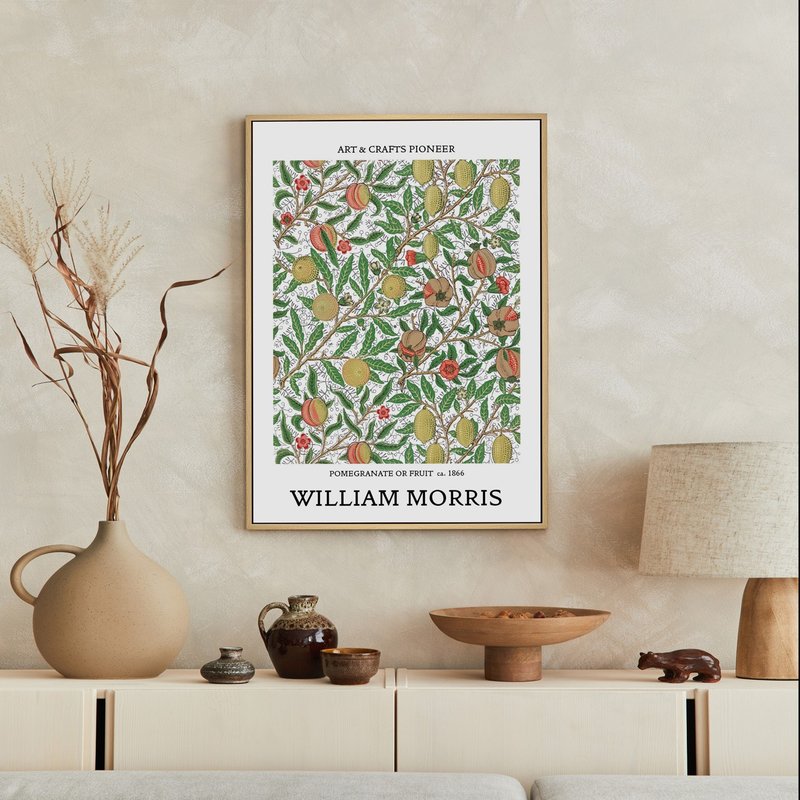 William Morris 石榴與水果 - 復古水果植物掛畫/裝飾畫/開店送禮 - 海報/掛畫/掛布 - 棉.麻 綠色