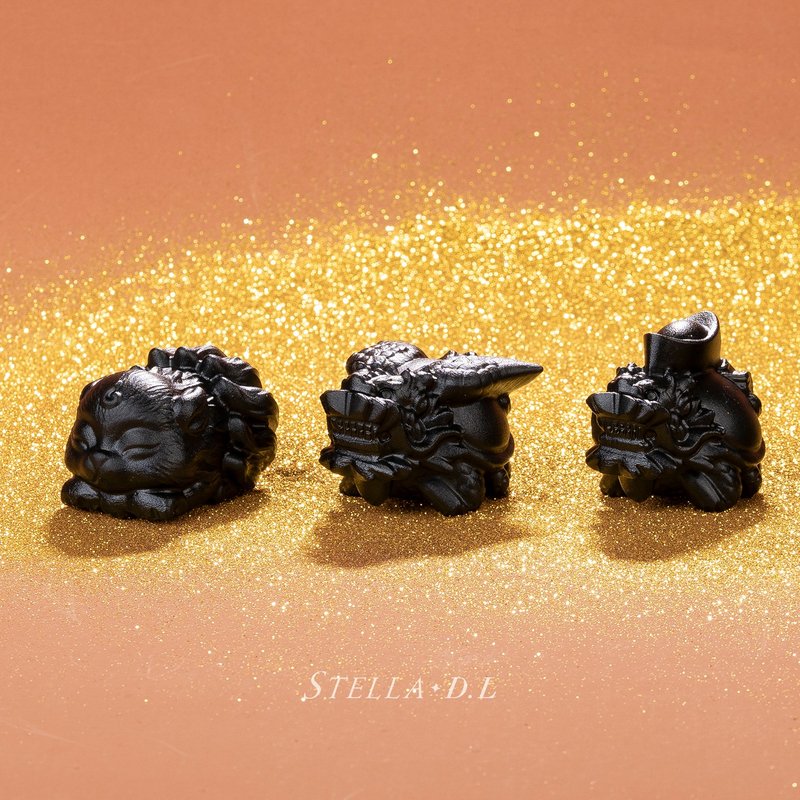 黑曜石擺件-神獸磨砂款 D32301 - 公仔/玩偶 - 水晶 黑色