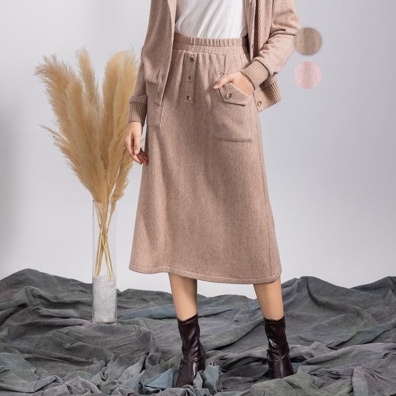 【MEDUSA】慵懶感柔軟嫘縈毛休閒裙 - 2色(M-XL) | 裙子 長裙 - 裙子/長裙 - 其他人造纖維 卡其色