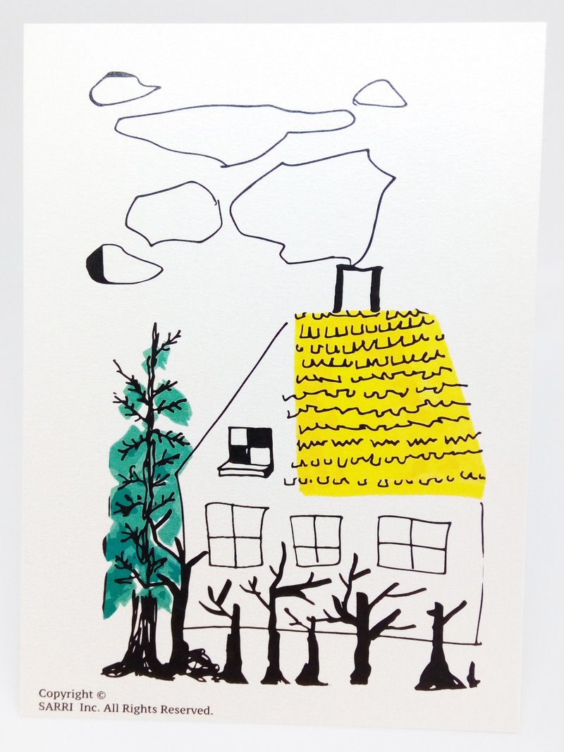 "Quiet House" Postcard Birthday Card Design Coloring Illustration Drawings Card Universal Card Art Fine Arts Modern Lovers Love Special Interesting Weird Features Weird Cute Taiwan Yellow Fun Funny Eye-catching Tale of Art Sequins Glitters Cool N